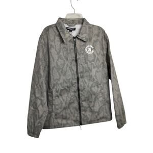 M1050) Crooks & Castles Camo Snake Skin Twill Military Zip Up Shacket Medium